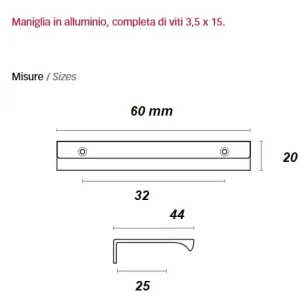 Tijdelijk Beschikbaar Maniglia in zama argento art 3620 MITAL interasse 320 2664
